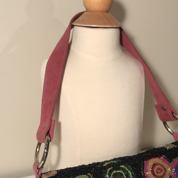 Christina multi beaded baguette bag w suede strap - Picture 3 of 15